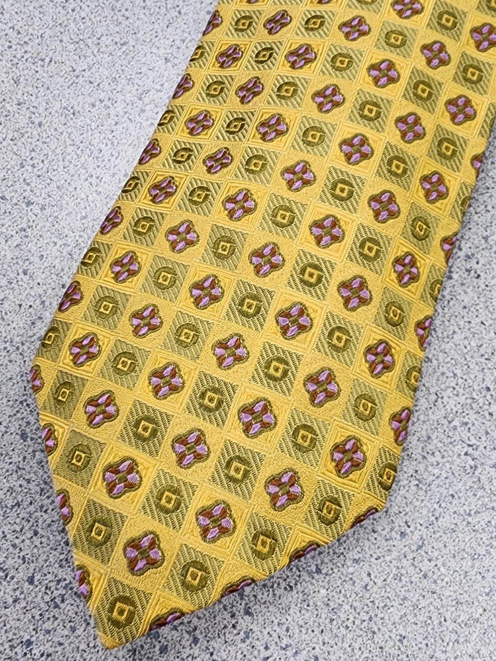 Robert Talbott Best of Class Yellow Silk Geometric Medallion Luxury Men's Tie